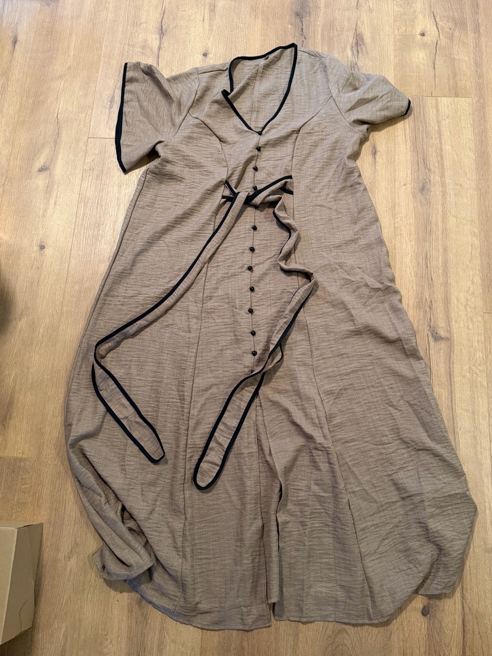 SHEIN Taupe Maxi Dress with Black Trim